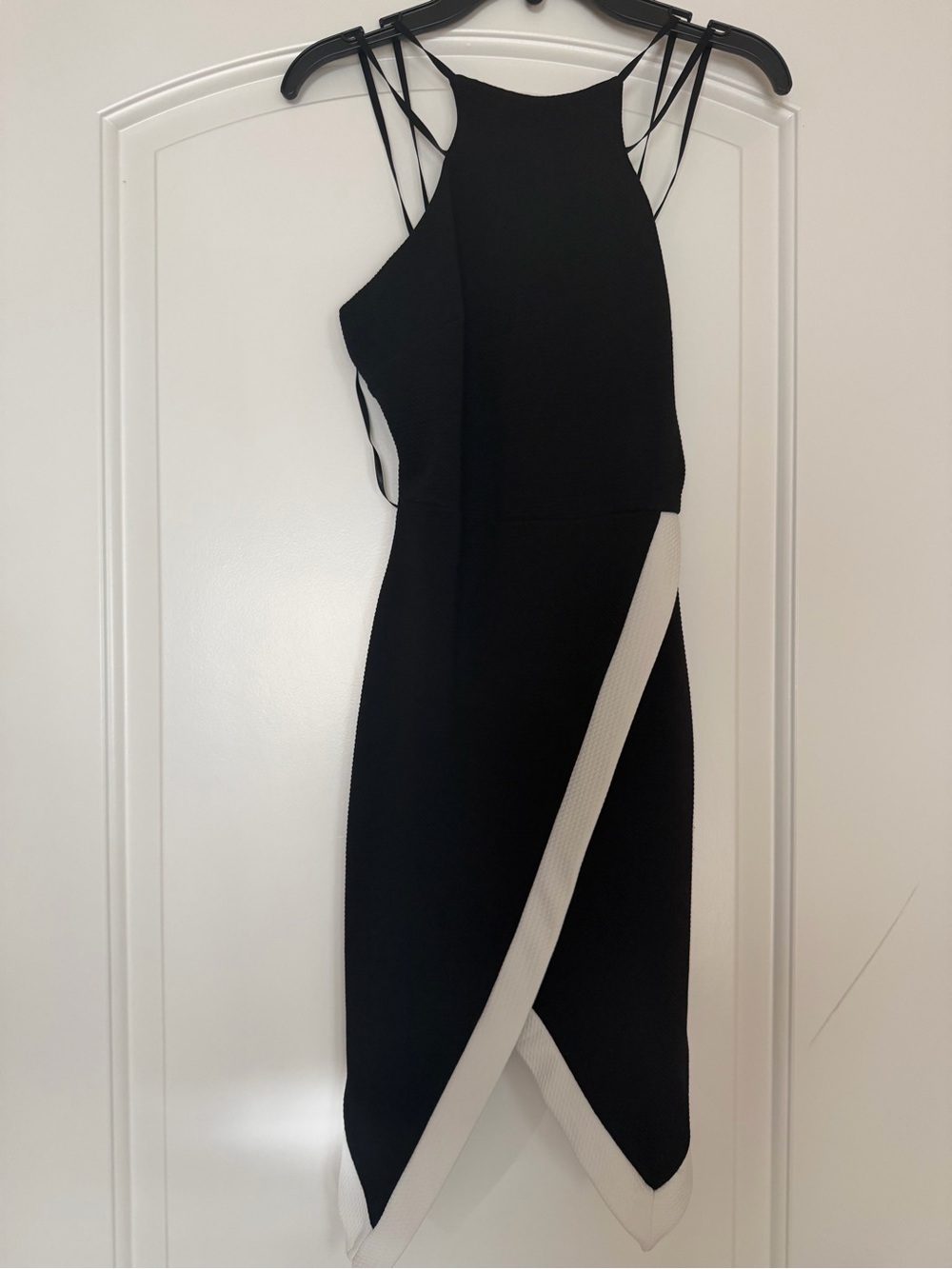 Love Culture Black and White Asymmetrical Strappy Midi Dress